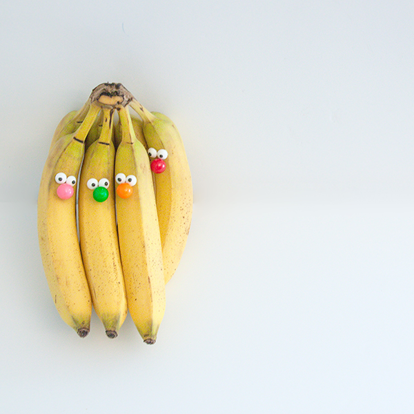 Comical group of bananas.